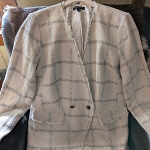 Ann Taylor Window Pane Double Breasted Jacket Size 12